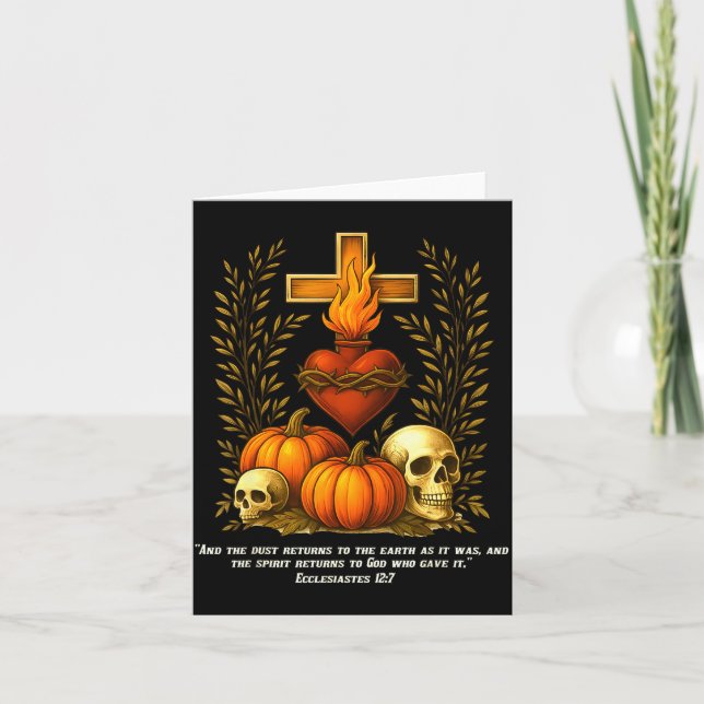 Tarjeta Sacred Heart Halloween Jesus Skulls Pumpkins Chris (Anverso)