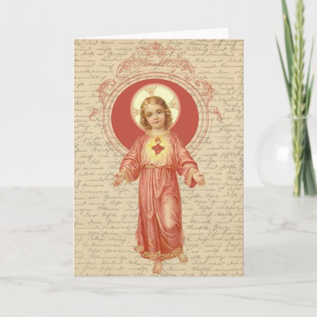 Tarjeta Sacred Heart of Child Jesus Vintage Religious (Anverso)