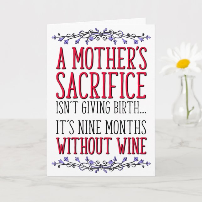 Tarjeta Sacrificio de mamá, vino, cumpleaños de mamá, día  (Planta pequeña)