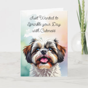 Tarjeta Sacuda tu día con cuidado   Shih Tzu