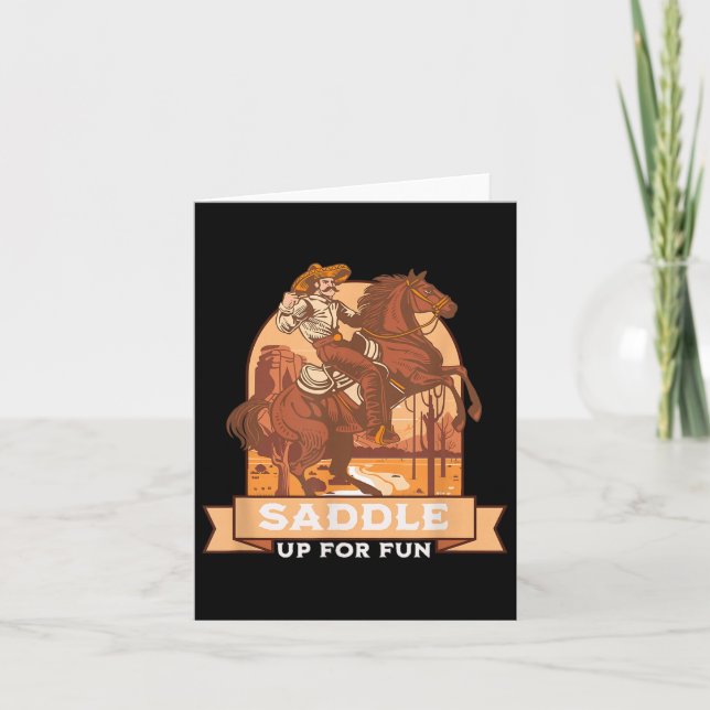 Tarjeta Saddle Up For Fun Cowboy Humor De Moda Occidental (Anverso)