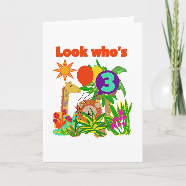 Tarjeta Safari 3 camisetas y regalos de cumpleaños (Anverso)