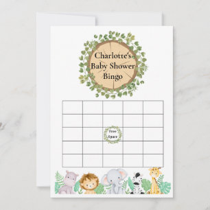 Tarjeta Safari Baby Shower Bingo and Name Race