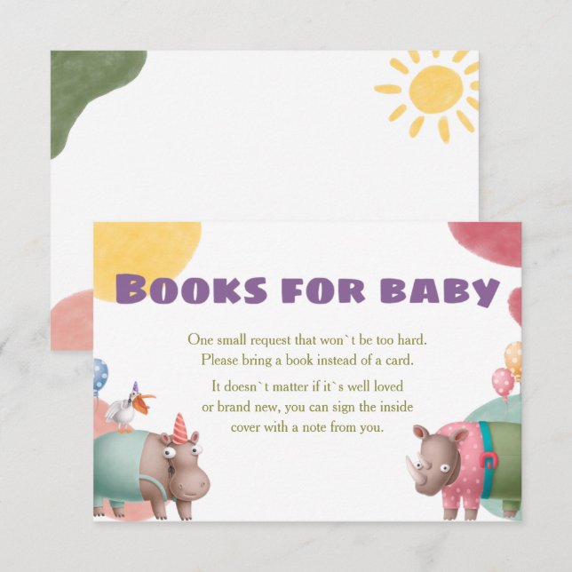 Tarjeta Safari Baby Shower Books Para El Bebé (Anverso / Reverso)