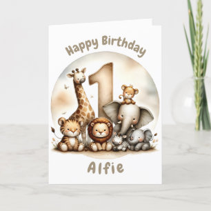 Tarjeta Safari de primer cumpleaños personalizada