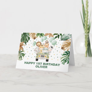 Tarjeta Safari en la selva tropical Animales Felices cumpl