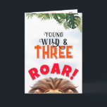 Tarjeta Safari Lion Wild & Three Kids Cumpleaños<br><div class="desc">León en un Safari de la Selva.</div>