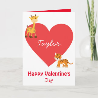 Tarjeta Safari para el Día de San Valentín de los niños