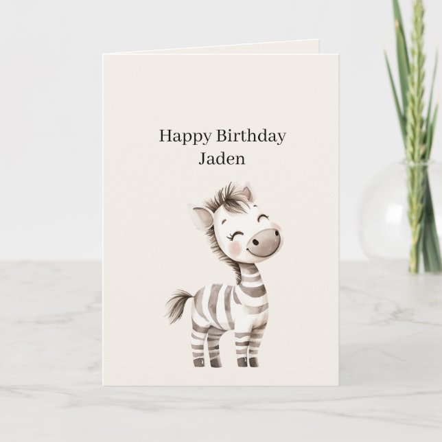 Tarjeta Safari Zebra Birthday (Anverso)