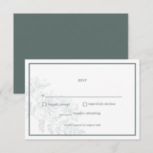 Tarjeta Sage Green Floral Simple Wedding RSVP