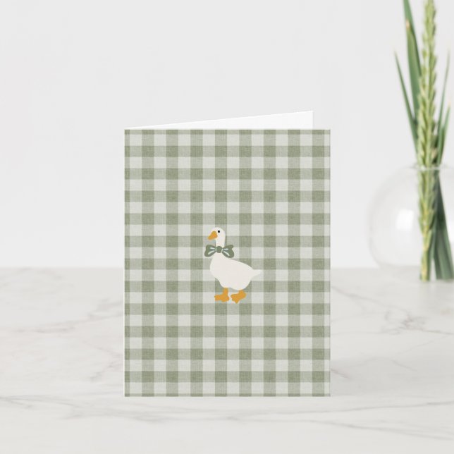 Tarjeta Sage Green Gingham Buffalo Check Baby Shower  (Anverso)