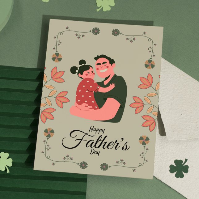 Tarjeta Sage Green Modern Floral Happy Dad (Subido por el creador)