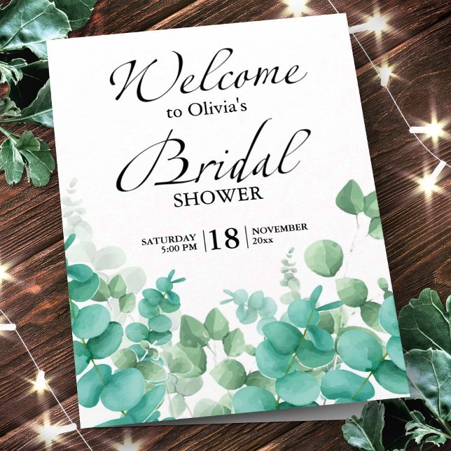 Tarjeta Sage Green Simple Elegante Eucalyptus Bridal Showe (Subido por el creador)