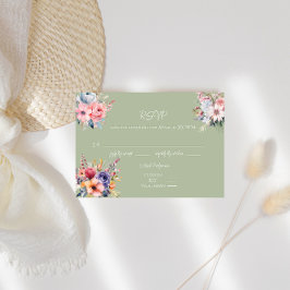 Tarjeta Sage Green Wildflower RSVP