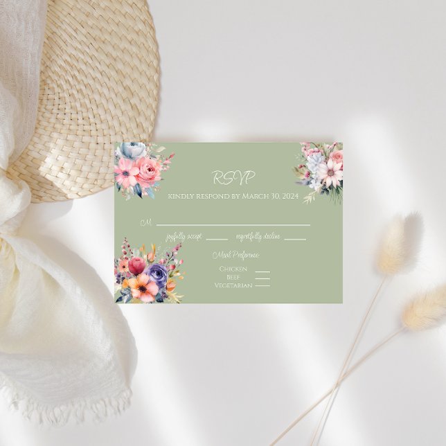 Tarjeta Sage Green Wildflower RSVP (Subido por el creador)
