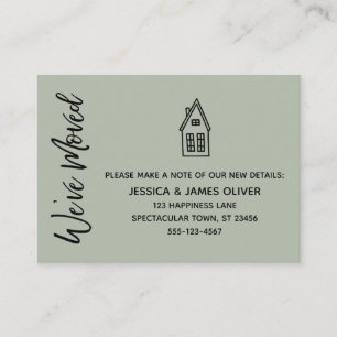Tarjeta Sage "We've Moved" con dibujo de Little Ho
