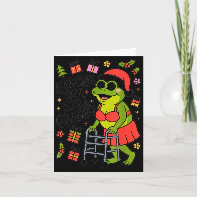 Tarjeta Sagging But Still Gagging Funny Christmas Frog Hol (Anverso)