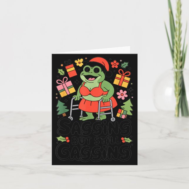 Tarjeta Sagging But Still Gagging Funny Christmas Frog Hol (Anverso)