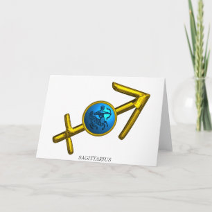 Tarjeta SAGITARIO Turquesa Azul.Oro Cumpleaños Zodiaco