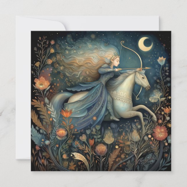 Tarjeta Sagitario Zodíaco Astrología Cumpleaños Celestial (Anverso)
