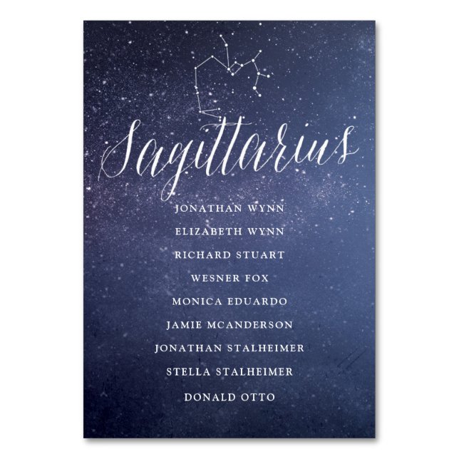 Tarjeta Sagittarius de la carta de asiento del Bod (Anverso)