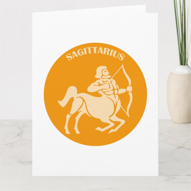 Tarjeta Sagittarius, Rótulo Zodiaco, Horóscopo, Astrología (Anverso)