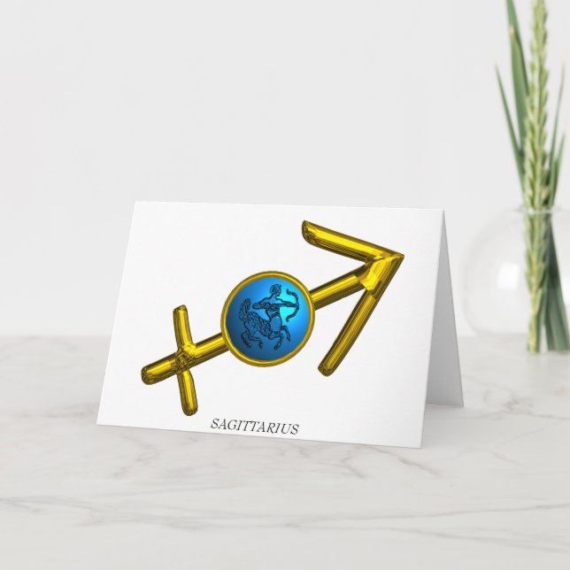 Tarjeta SAGITTARIUS Turquesa Azul. Aniversario del Zodiaco (Anverso)
