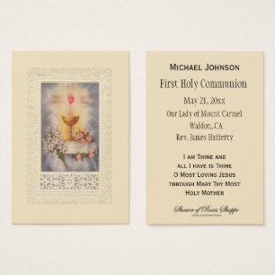 Tarjeta Sagrada Católica Jesús Primera Comunión