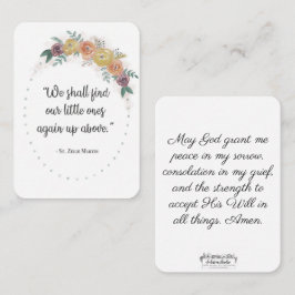 Tarjeta sagrada de consolación de St. Zelie Martin