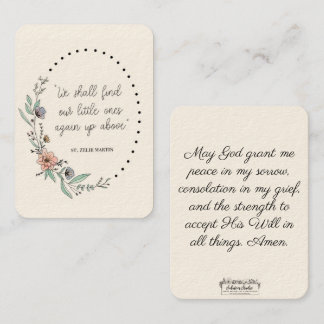 Tarjeta sagrada de consolación de St. Zelie Martin