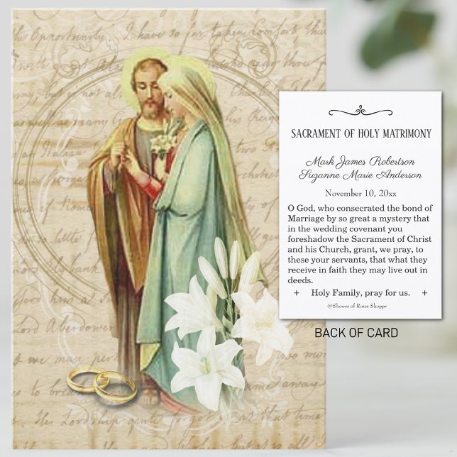 Tarjeta sagrada de la boda tradicional católica (Subido por el creador)