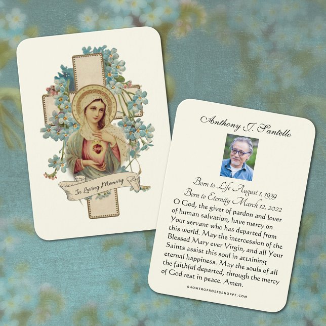 Tarjeta Sagrada de la Oración de la Oración del Fu (Traditional Catholic Funeral Memorial Prayer Card)