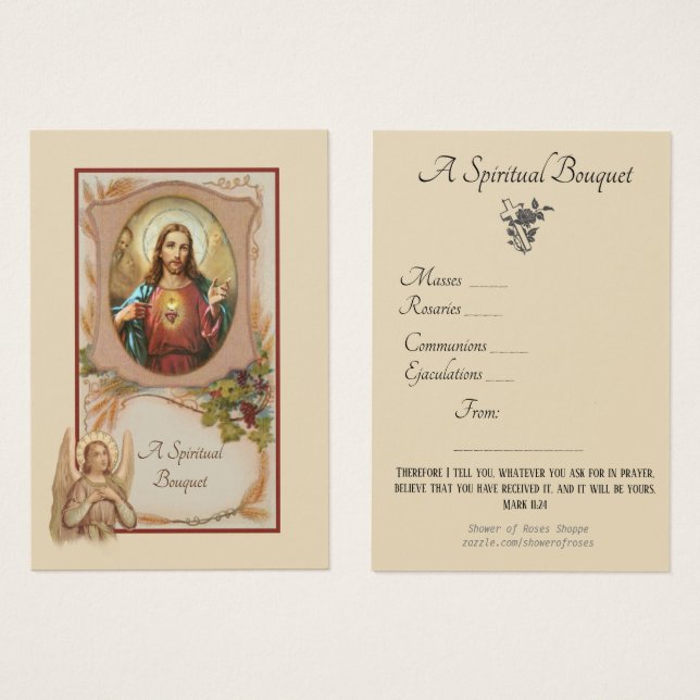 Tarjeta sagrada de la oración espiritual religiosa (Anverso y reverso)