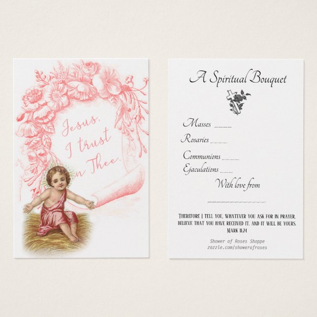 Tarjeta sagrada de la oración espiritual religiosa (Anverso y reverso)