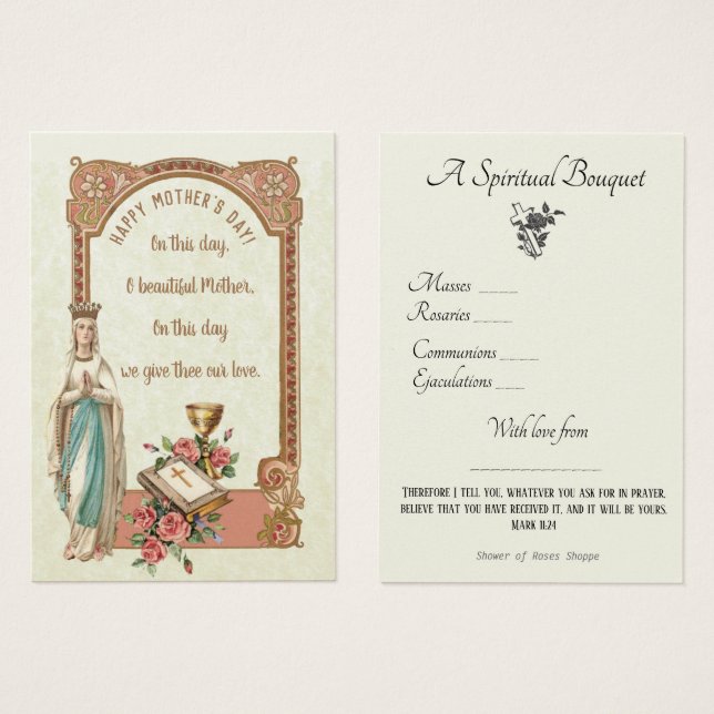 Tarjeta sagrada de la oración espiritual religiosa (Anverso y reverso)