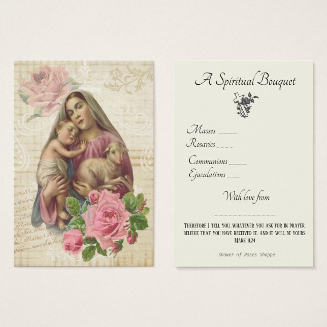 Tarjeta sagrada de la oración espiritual religiosa (Anverso y reverso)