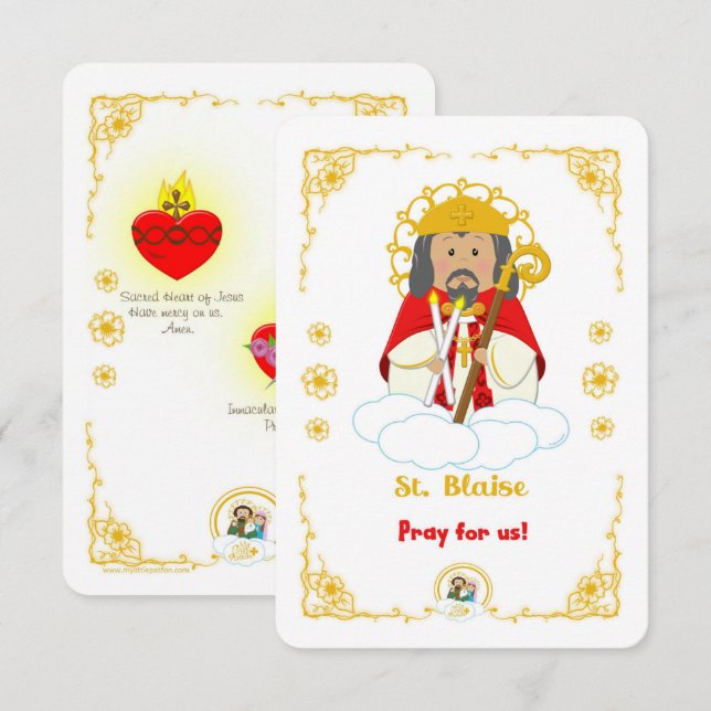 Tarjeta sagrada de St. Blaise (Anverso / Reverso)