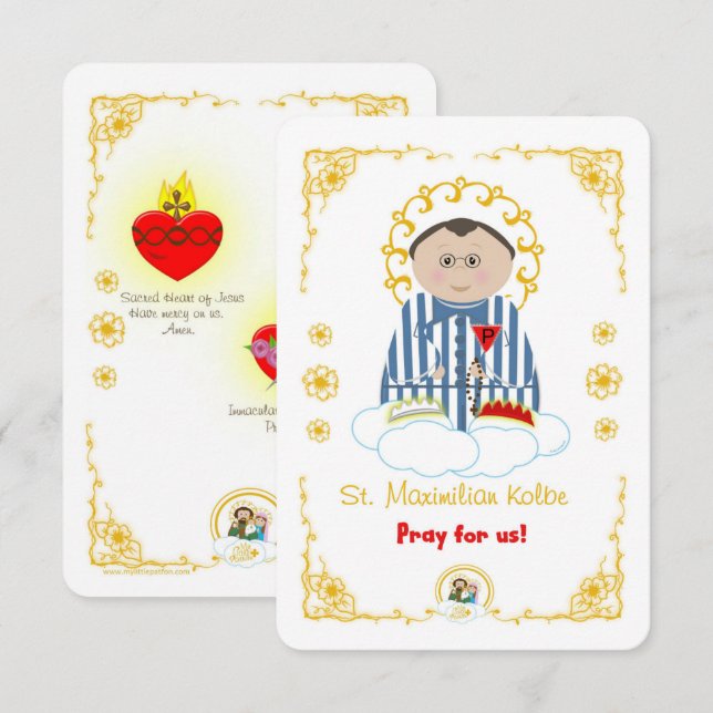 Tarjeta sagrada de St. Maximilian Kolbe (Anverso / Reverso)