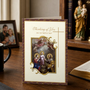 Tarjeta Sagrada Familia Día del Padre Católico Religioso 