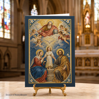 Tarjeta Sagrada Familia y Santísima Trinidad Católica con