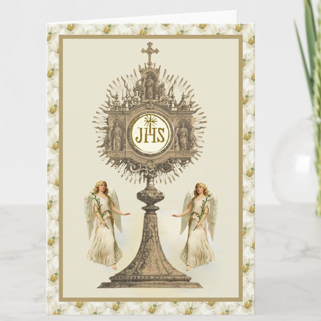 Tarjeta Sagrada Hostia Eucarística Católica con Ángeles Li (Subido por el creador)