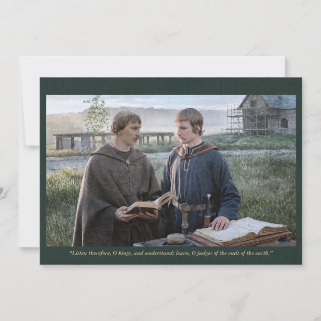 Tarjeta Sagrada | San Alcuino con Carlomagno (Anverso)