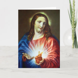 Tarjeta Sagrado Corazón de Jesús Saludo Antiguo