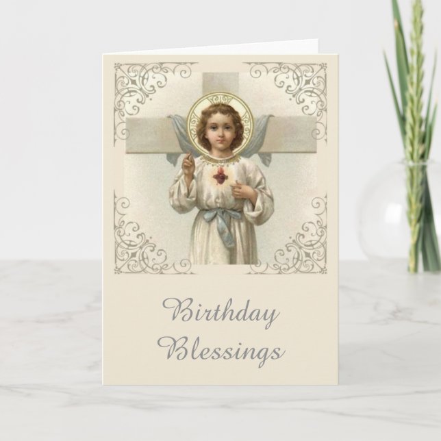 Tarjeta Sagrado Corazón del Niño Jesús con Cruz (Anverso)
