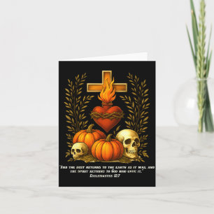 Tarjeta Sagrado Corazón Halloween Jesús Calaveras Calabaza
