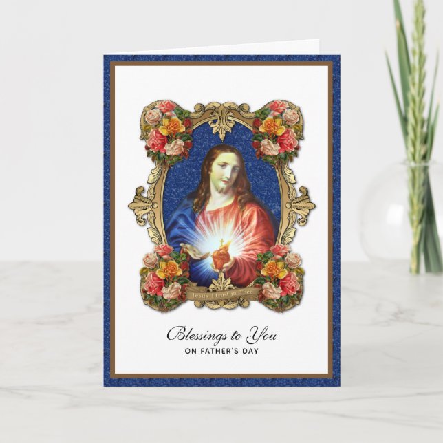 Tarjeta Sagrado Corazón Jesús Padres Día Católico Religios (Anverso)