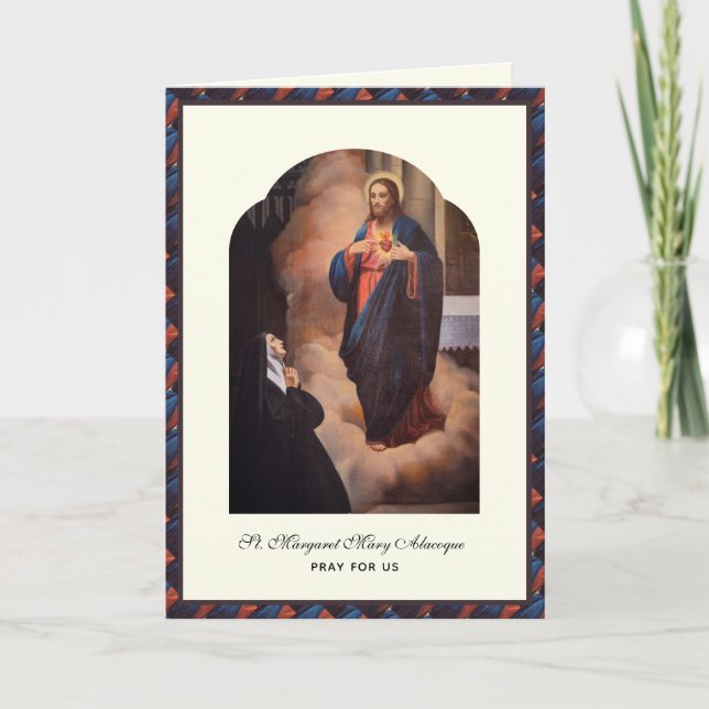 Tarjeta Sagrado Corazón Jesús Santa Margarita María Religi (Anverso)