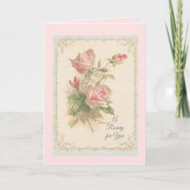 Tarjeta Sagrado Rosario con rosas rosadas Oración