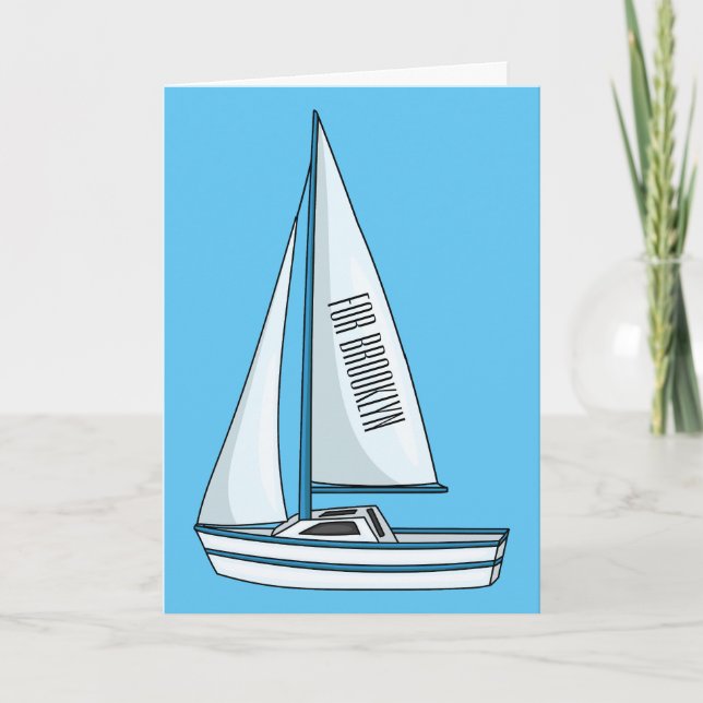 Tarjeta Sailboat cartoon illustration (Anverso)