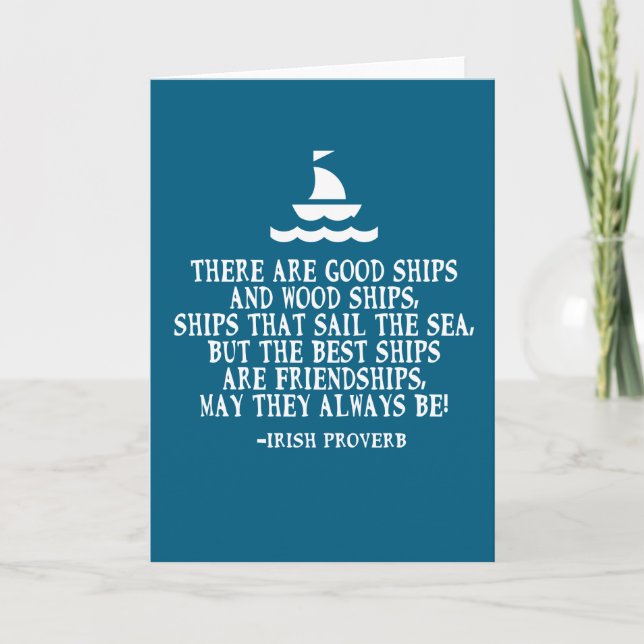 Tarjeta Sailing Irish friendship quote good ships proverb (Anverso)